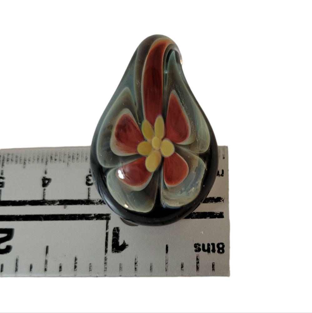 Hand Blown Glass Floral Pendant - Picture 4 of 5